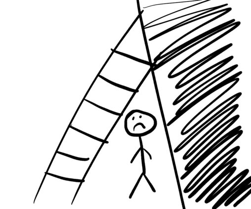 person standing under ladder