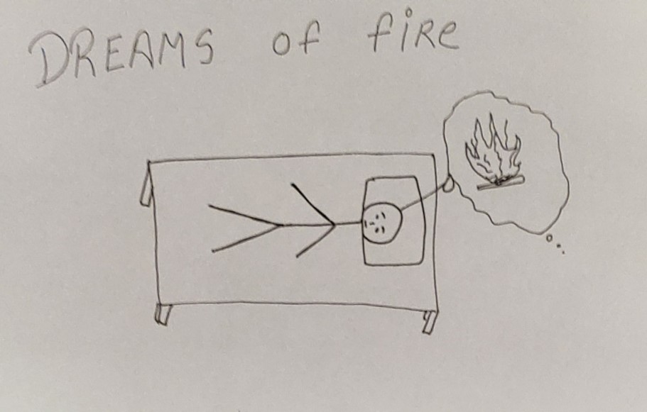 A person seeing fire in his dreams.