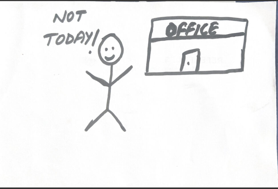 The stick figure person reached on wrong day at the appointed place .