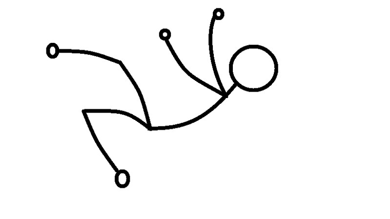 A stick figure is falling on the ground from air