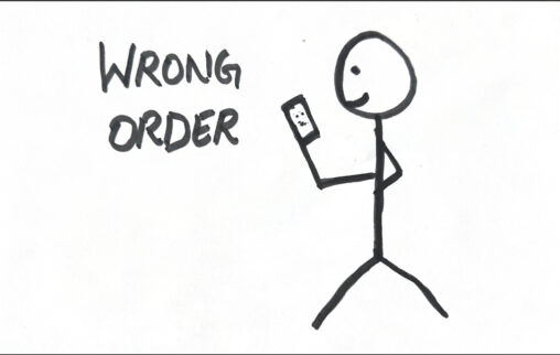 The stick figure person did mistake in ordering food online.