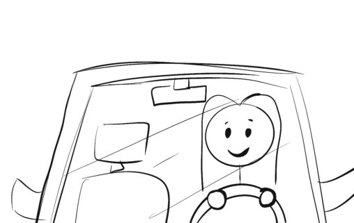 A girl driving a car