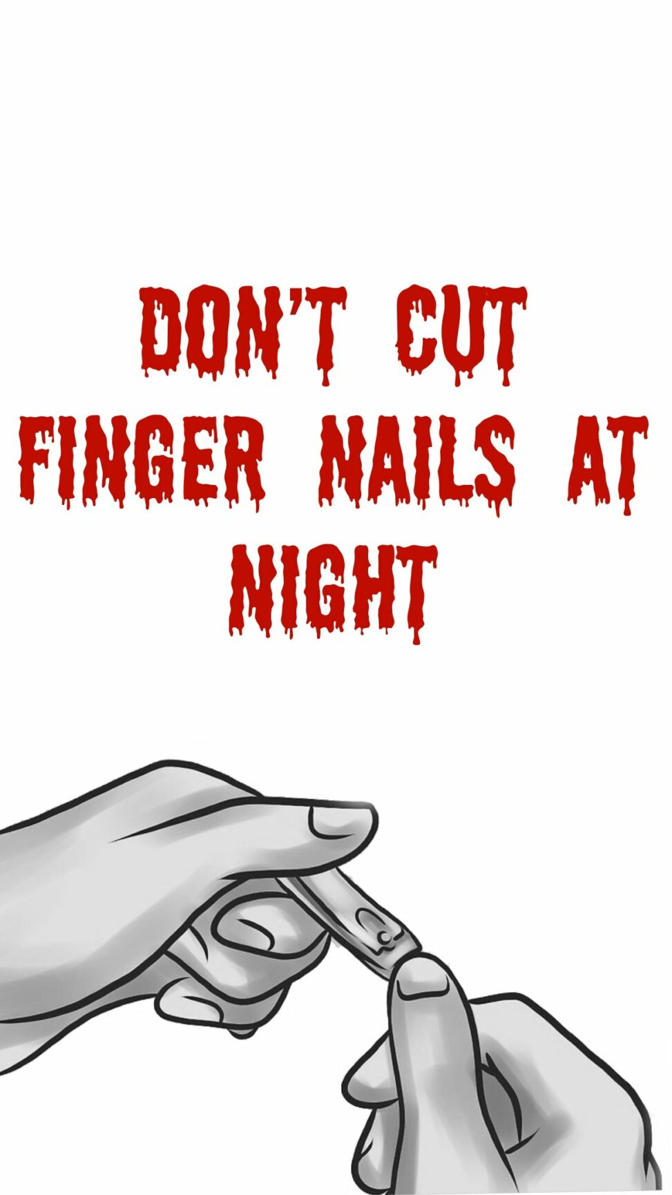Hands cutting fingernails.