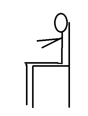 A STICK FIGURE MOVING LEGS WHILE SITTING ON THE CHAIR